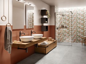 FALL NATURAL FLORAL PINK AND GREEN WALL TILE 30X90