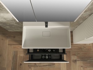 Meuble salle de bains FARO à poser 70 cm cannelé blanc mat et lavabo Unitop en résine blanc mat