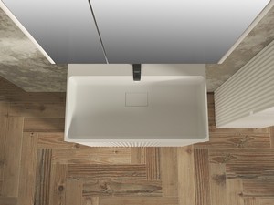 Meuble salle de bains FARO à poser 70 cm cannelé blanc mat et lavabo Unitop en résine blanc mat