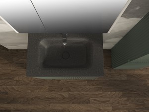 Meuble salle de bains FARO à poser 70 cm cannelé vert mat et lavabo Unitop en HPL quartzite foncé