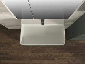 Meuble salle de bains FARO à poser 70 cm cannelé blanc mat et lavabo Unitop en résine blanc mat
