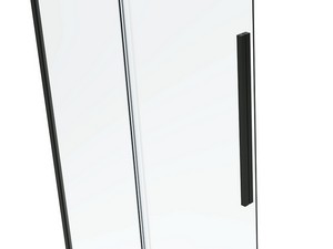Cabine de douche d'angle feng shui 80x140 h200 porte coulissante et paroi latérale verre 6 mm transparent noir mat