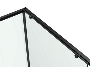 Cabine de douche d'angle feng shui 70x140 h200 porte coulissante et paroi latérale verre 6 mm transparent noir mat