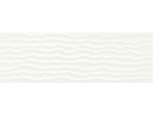 Wandfliese Fresh White Wave 25X76 Glänzend Wellenfläche 3D Weiss