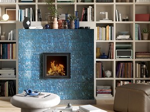 Mosaïque verre Gems Blue 29,5x29,8 cm bleu avec feuille d'argent