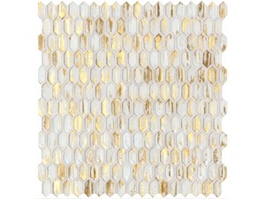 Mosaïque verre Gems Goldline 29,5x29,8 cm blanc/doré
