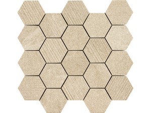 Mosaïque hexagonale Geology Beige 29x27 grès cérame pleine masse effet pierre beige