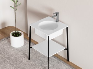 HEDERA freestanding cabinet with 52 cm ceramic sink and 82 cm matt black steel frame