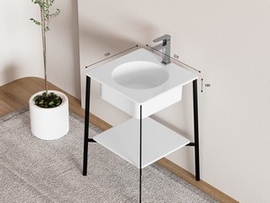 HEDERA freestanding cabinet with 52 cm ceramic sink and 82 cm matt black steel frame