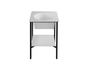 HEDERA freestanding cabinet with 52 cm ceramic sink and 82 cm matt black steel frame