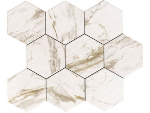 Piastrella Hexagone Calacatta 21X18,2 Gres Esagonale Effetto Marmo