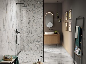 Mosaik Iceberg White Marbles 29x27 Feinsteinzeug Mamoroptik glänzend poliert Weiß