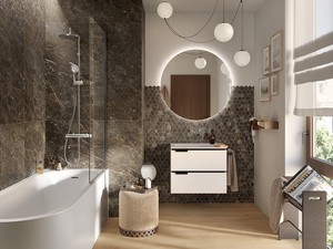 Imperiale Gold Mosaic 29x27 Stoneware 3D Marble Effect Matt Brown