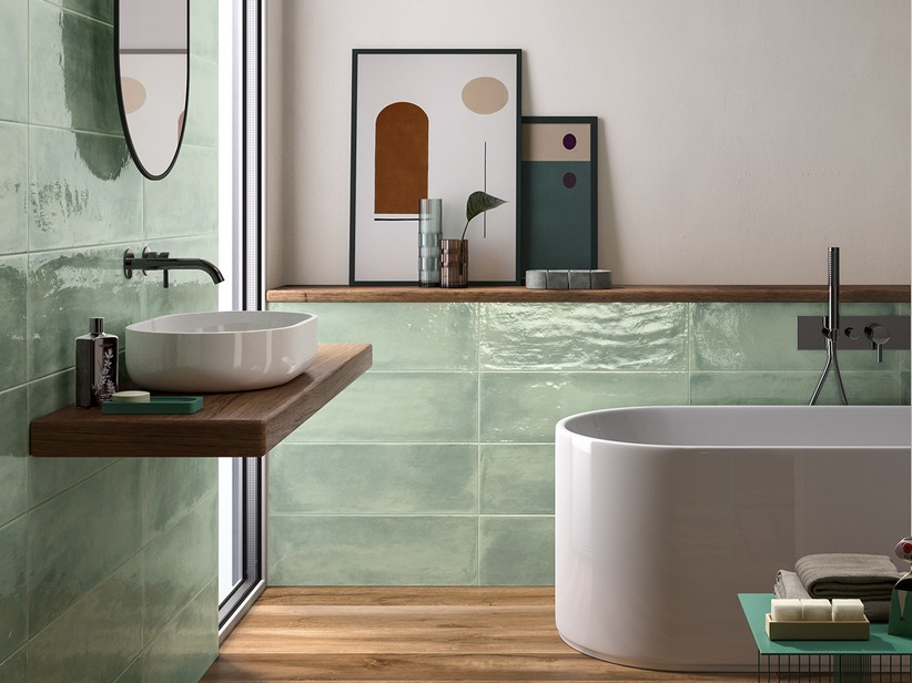 Carrelage mural Intinta Giada 20x60 vert d'eau brillant - Iperceramica