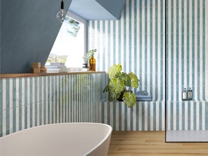 Wandfliese Jelly Sky 5x25 Einbrand Hellblau glänzend