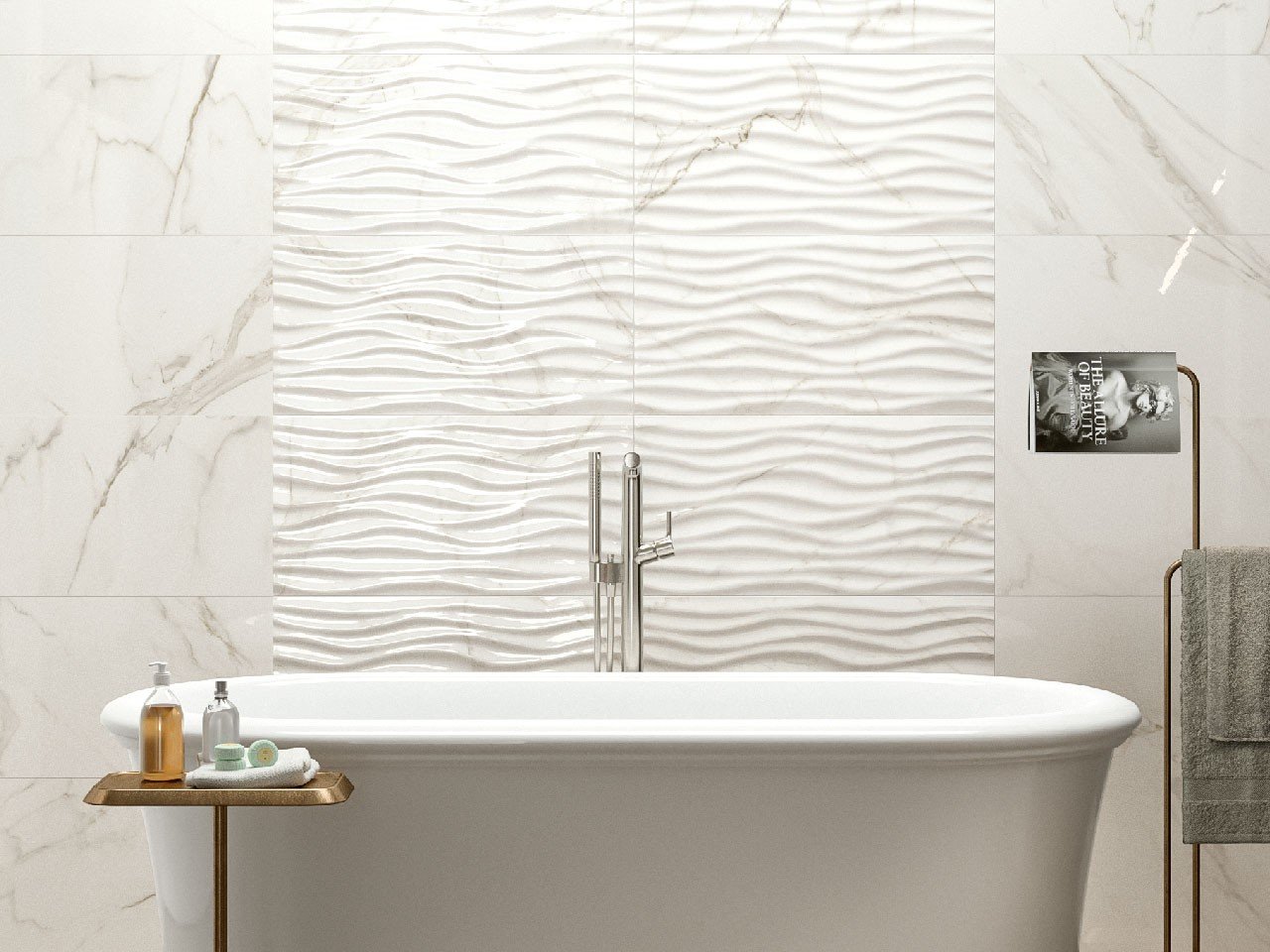 Piastrella Julia Calacatta 35X70 Effetto Marmo Lucido Bianco - Iperceramica
