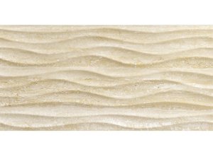 Carrelage Julia Wave travertin 35x70 effet vague 3D marbre brillant beige