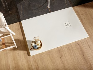 Receveur de douche Kalahari 100x80 cm céramique effet sablé blanc