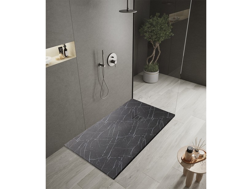 KASPA SHOWER TRAY 160X90 BLACK MARBLE EFFECT Iperceramica