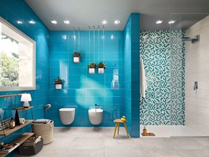 Mosaik aus Keramik Lagoon 20X50 Glänzend Weiss-Blau