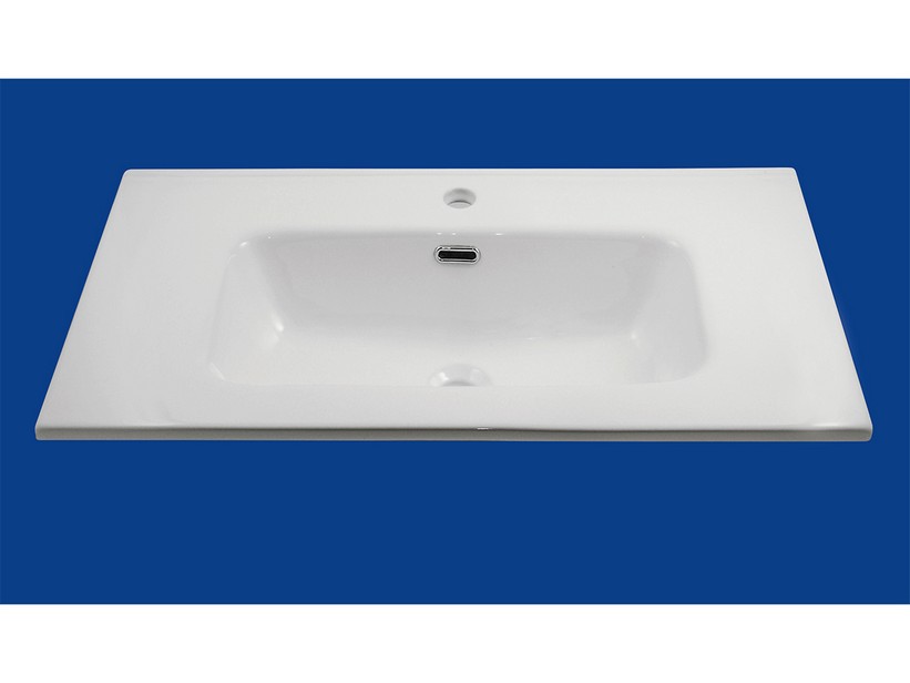 Lavabo Unitop Andy 101x46.5 cm Glossy White Ceramic Central Bathtub ...