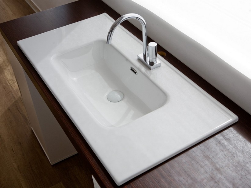 Meuble de salle de bains LERICI L60 cm 2 tiroirs finition bleu mat avec