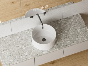Aufsatzwaschbecken Bormida Ø40xH18 cm aus Keramik Weiß glänzend