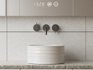 Aufsatzwaschbecken Bormida Ø40xH18 cm aus Keramik Weiß glänzend