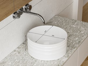 Aufsatzwaschbecken Bormida Ø40xH18 cm aus Keramik Weiß glänzend