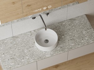 Aufsatzwaschbecken Tevere Ø40,5xH12 cm aus Keramik Weiß glänzend