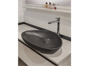 Lavabo da Appoggio Bermuda 58X39 in Resina Lucido Bianco Carrara