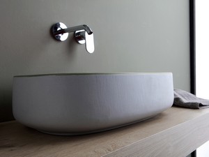 Aufsatzwaschbecken Bucchero Oval 55x35 H14,5 aus Keramik Efeugrün Matt