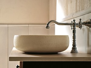 Lavabo da Appoggio Ciocco Ø40 H13 in Ceramica Materico Naturale