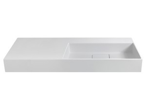 Mobile Bagno Qubo 120 cm Bianco Matrix/Grigio Ossido con Lavabo Unitop Quadro in Marmoresina Vasca Destra