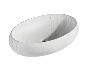 Aufsatzwaschbecken Mincio 59x40xH15 cm Keramik mit der Optik von weißem Carrara-Marmor