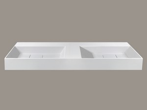 Qubo Bathroom Furniture 140 cm Sherwood/Matrix White with Double Unitop Washbasin In Matt White Resin