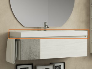 AUFSATZ/EINBAU-WASCHTISCH UNITOP QUBO 120X48 cm HARZ WEISS GLÄNZEND