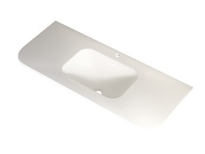 Meuble de salle de bains Tide 120 cm 3 tiroirs en bois multiplis noyer avec lavabo en Solid Surface blanc mat