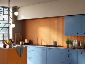 Wandfliese Mahjong Apricot Lux 6x24,6 Einbrand Terracotta glänzend