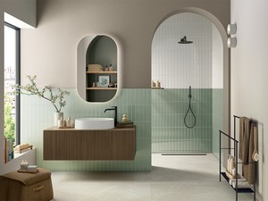 Wandfliese Mahjong Mint 3D Lux 6x24,6 Einbrand Grün glänzend