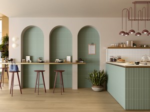 Wandfliese Mahjong Mint 3D 6x24,6 Einbrand Grün matt