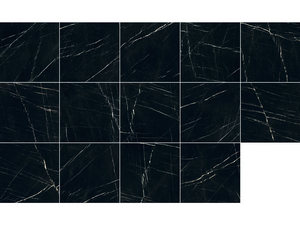 Carrelage Xlab grand format Marquinia 120x120 grès cérame poli effet marbre noir