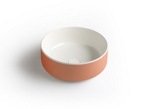 Aufsatzwaschbecken Bucchero Rund Ø42 H17 aus Keramik Orange matt/Weiß matt