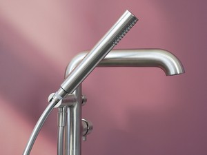 SILIA FREESTANDING BATH MIXER BRUSHED STAINLESS STEEL FINISH