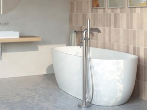 SILIA FREESTANDING BATH MIXER BRUSHED STAINLESS STEEL FINISH