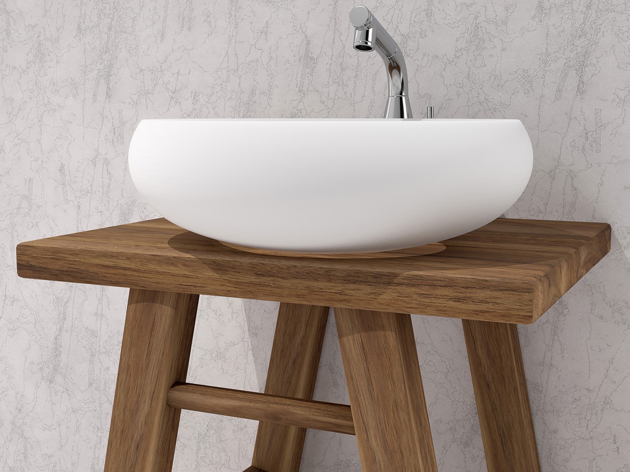 Meuble sous vasque Jap teck massif 55 cm - Iperceramica