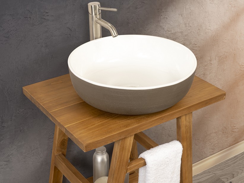 Meuble sous vasque Jap teck massif 55 cm - Iperceramica