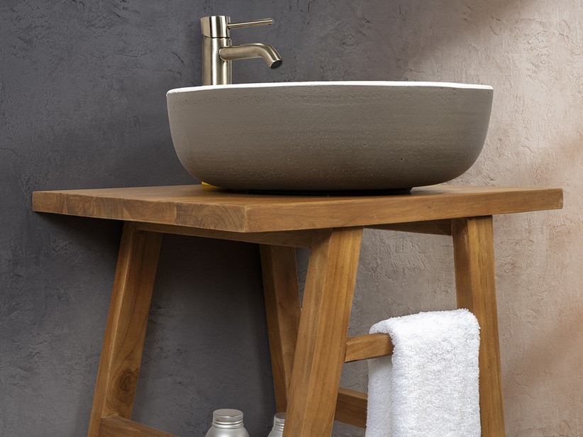Meuble sous vasque Jap teck massif 55 cm - Iperceramica