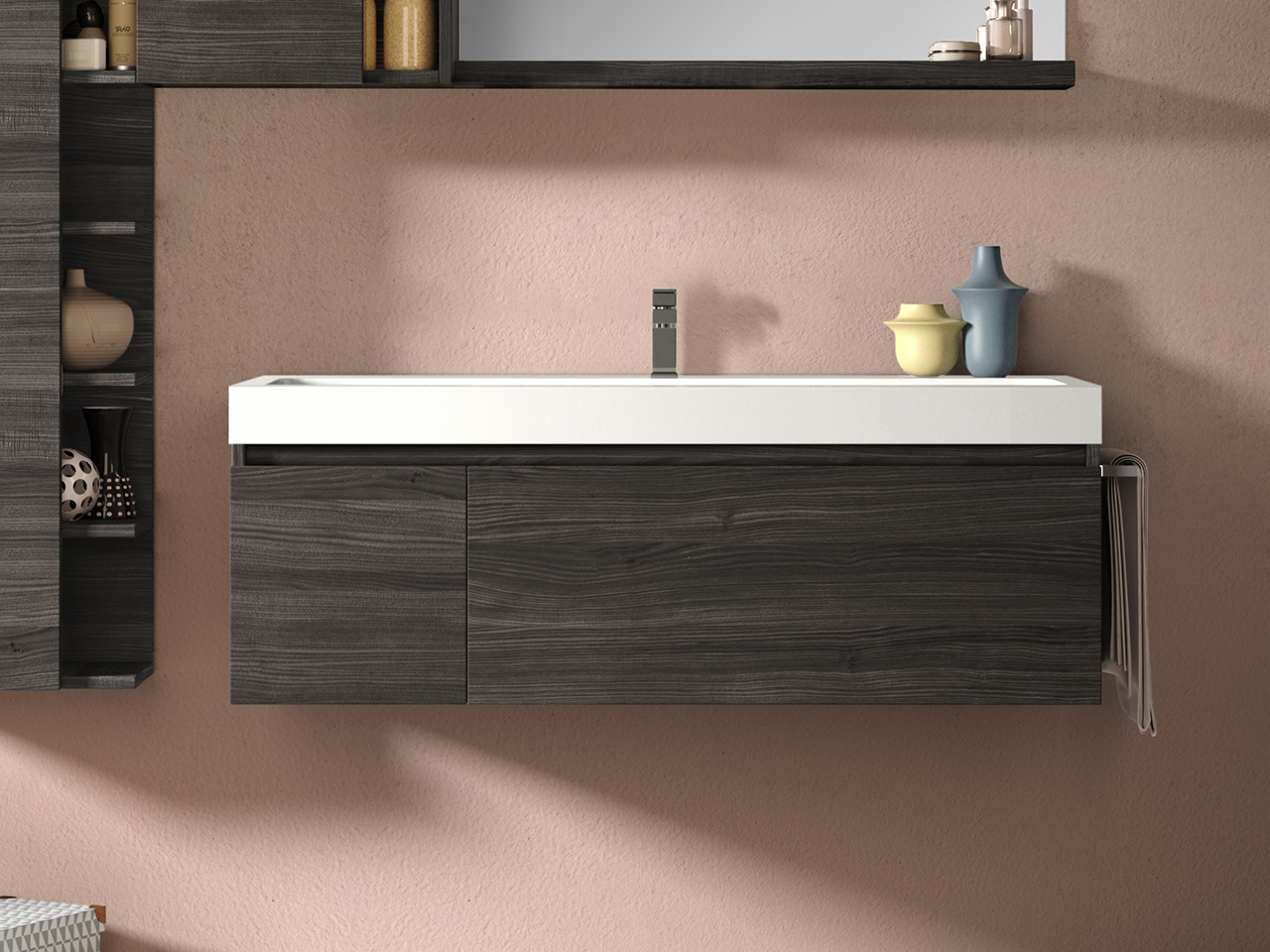 Meuble De Salle De Bain 120 Cm Simple Vasque Meuble de salle de bains Qubo 120 cm Orme lave avec plan de vasque