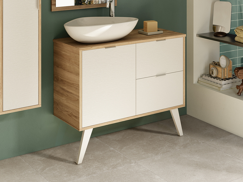 Meuble de salle de bains Milu' 90 cm 2 Pieds avec plan de lavabo